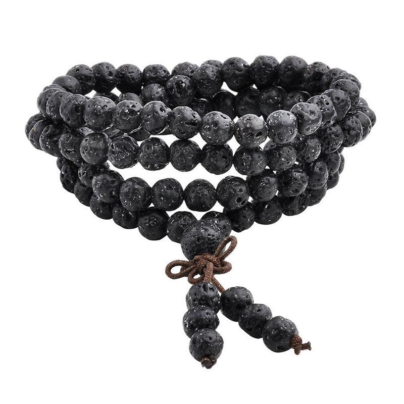 Buddha Stones Natural Lava Rock 108 Beads Protection Bracelet