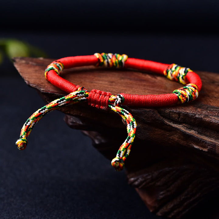 Buddha Stones Tibetan Handmade Colorful King Kong Knot Lucky Protection Braid String Bracelet