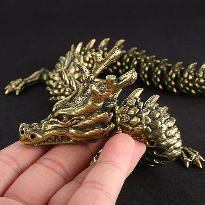 Brass Copper Dragon Wealth Luck Protection Statue Figurine Home Decoration