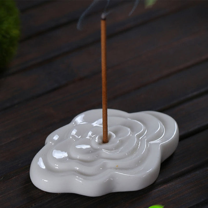 Buddha Stones Mini Auspicious Clouds Design Healing Stick Ceramic Small Incense Burner Decoration