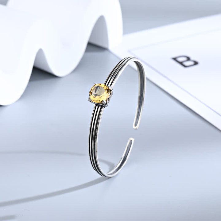 925 Sterling Silver Citrine Protection Bracelet Bangle