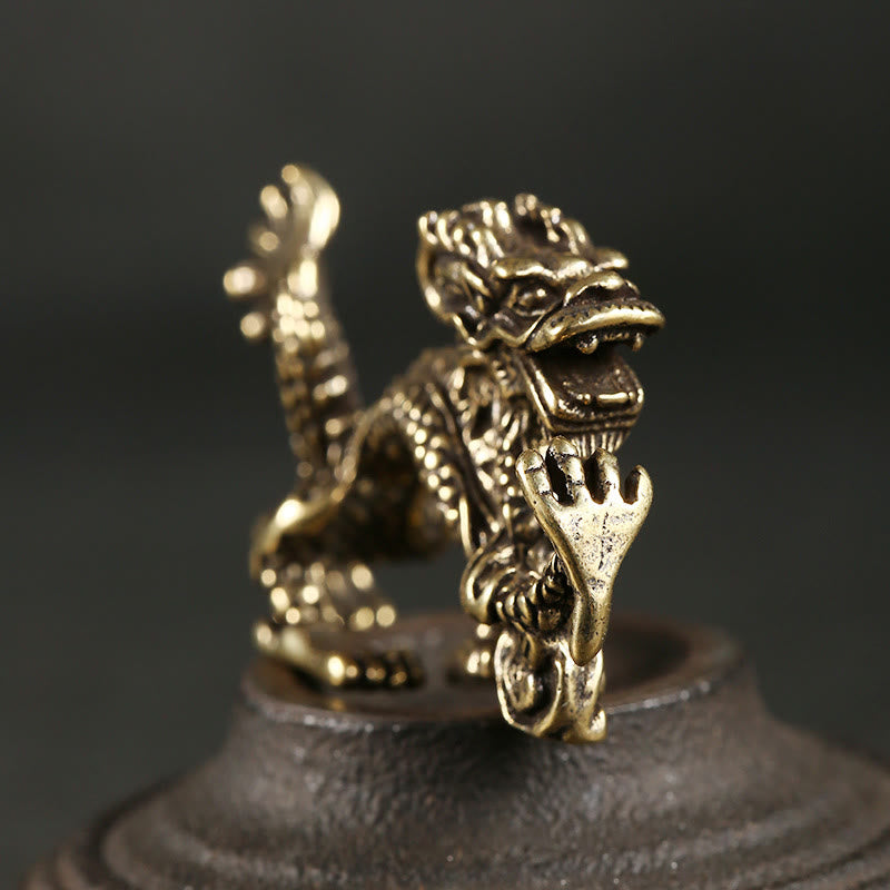 Buddha Stones Year Of The Dragon Mini Brass Dragon Luck Protection Home Decoration