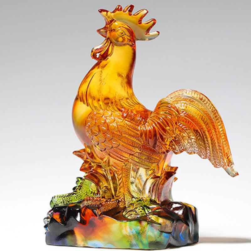 Handmade Liuli Crystal Rooster Art Piece Home Decoration