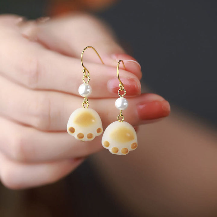 Bodhi Seed Lovely Cat Paw Claw Peace Dangle Drop Earrings