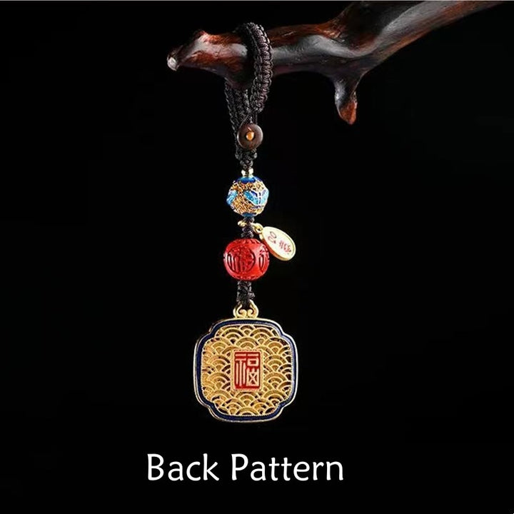 Buddha Stones Fu Character Blessing Ruyi Charm Key Chain