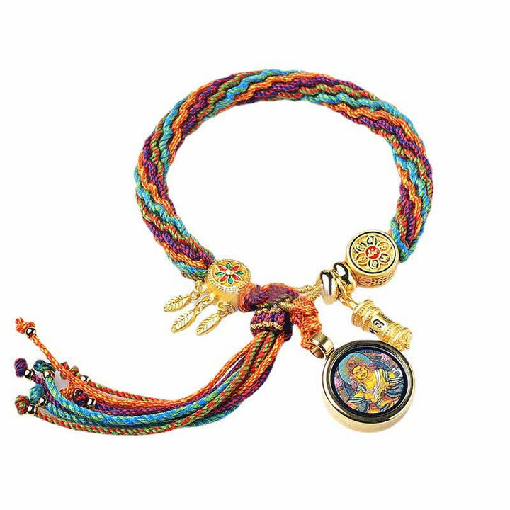 Buddha Stones Tibetan Luck Reincarnation Knot Prayer Wheel Dream Catcher Braid String Bracelet