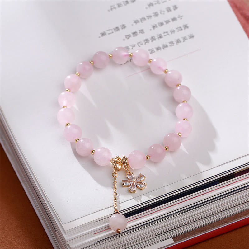 Natural Pink Crystal Plum Blossom Love Bracelet