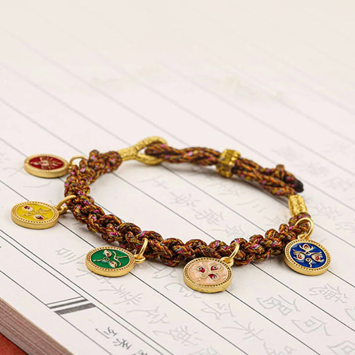 Tibetan Five God Of Wealth Thangka Luck Braid String Bracelet