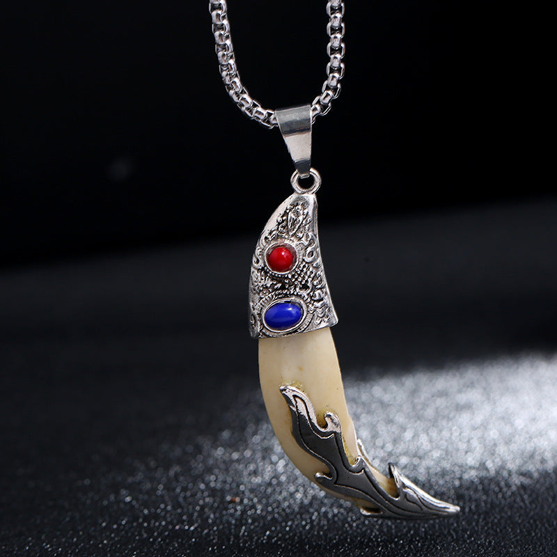 Imitation Wolf Tooth Titanium Steel Balance Necklace Pendant