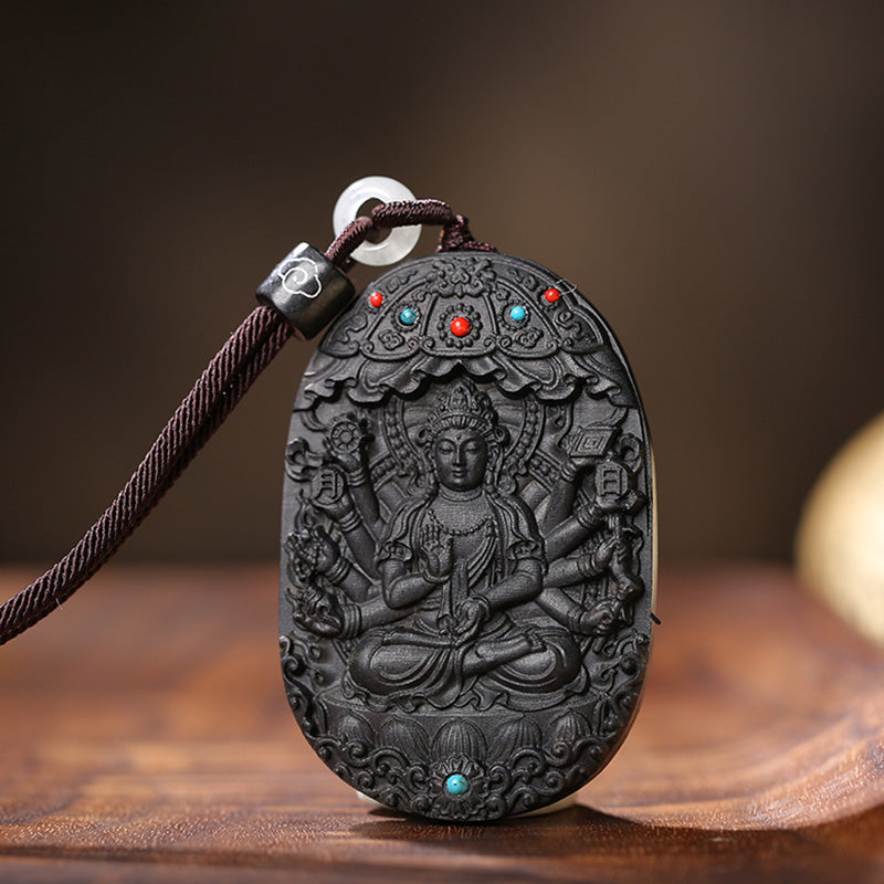 Chinese Zodiac Natal Buddha Agarwood Om Mani Padme Hum Lotus Peace Necklace Pendant