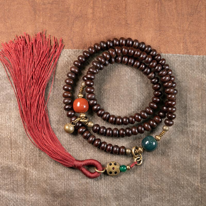 Buddha Stones 108 Mala Beads Natural Tibet Purple Bodhi Seed Auspiciousness Bracelet