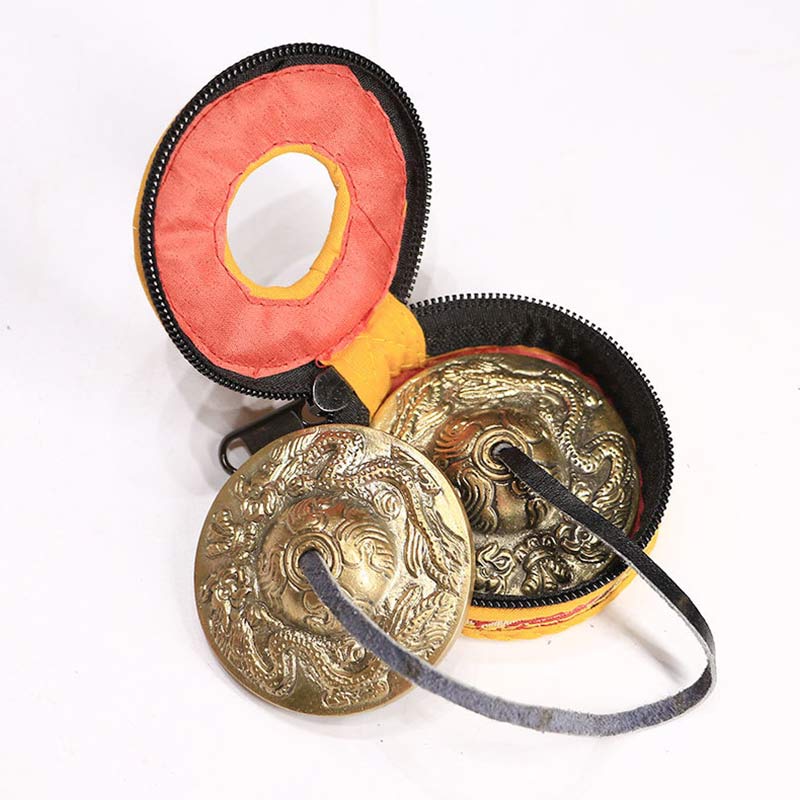 Buddha Stones Tibetan Tingsha Bell Six True Words Dragon Copper Balance Decoration With Bag