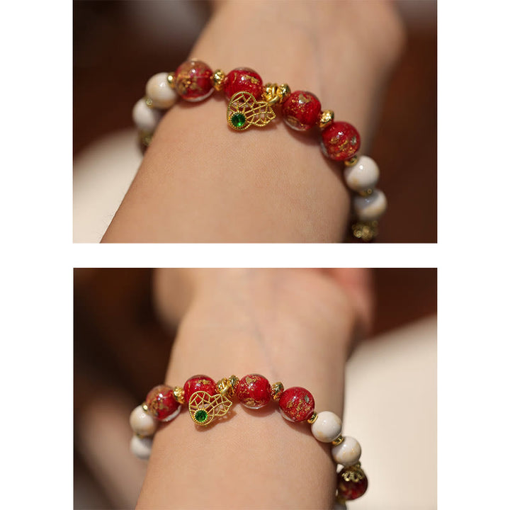 Buddha Stones Gourd God Of Wealth Charm Fortune Liuli Glass Bead Incense Ash Porcelain Bead Bracelet