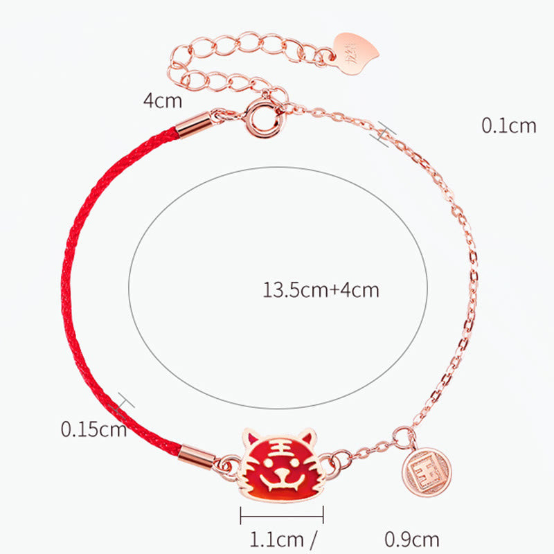 Buddha Stones 925 Sterling Silver Color-changing Chinese Zodiac Luck Protection Red String Chain Bracelet