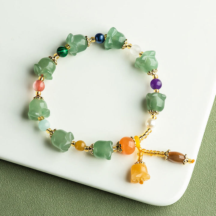 Buddha Stones Green Aventurine Magnolia Flower Luck Bracelet