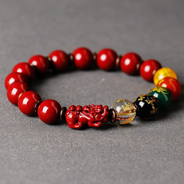 Buddha Stones God Of Wealth Cinnabar PiXiu Blessing Bracelet