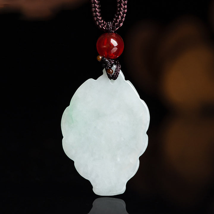 Buddha Stones Natural Jade Nine Tailed Fox Luck Prosperity Necklace Pendant