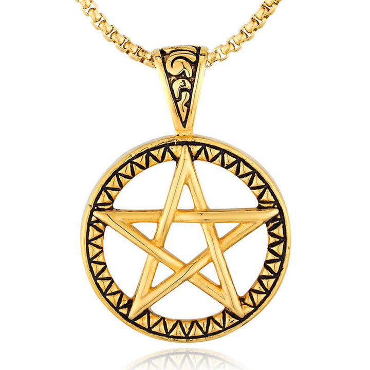 Pentagram Titanium Steel Balance Necklace Pendant