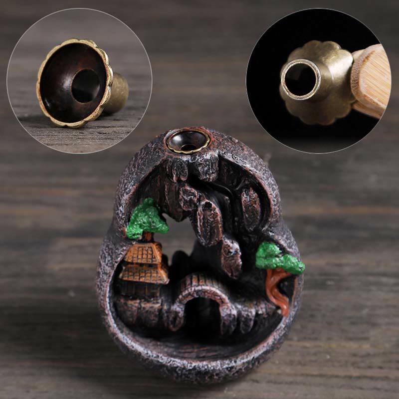 Mountain Bridges Pattern Meditation Resin Backflow Incense Burner