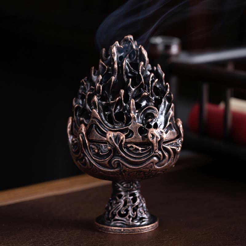 Tibetan Mini Mountain Pattern Meditation Copper Alloy Incense Burner