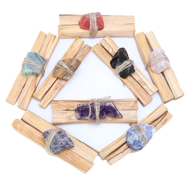 Natural Palo Santo Pink Crystal Amethyst Black Obsidian Crystal Purify Altar Set Spiritual Supplies