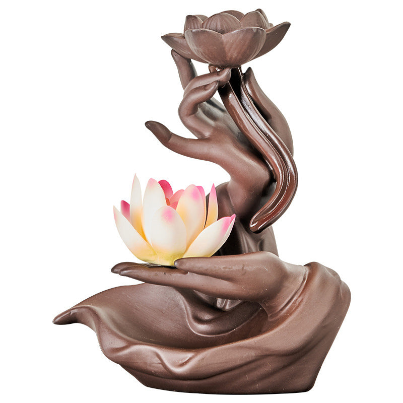 Buddha Stones Lotus Bergamot Healing Incense Burner