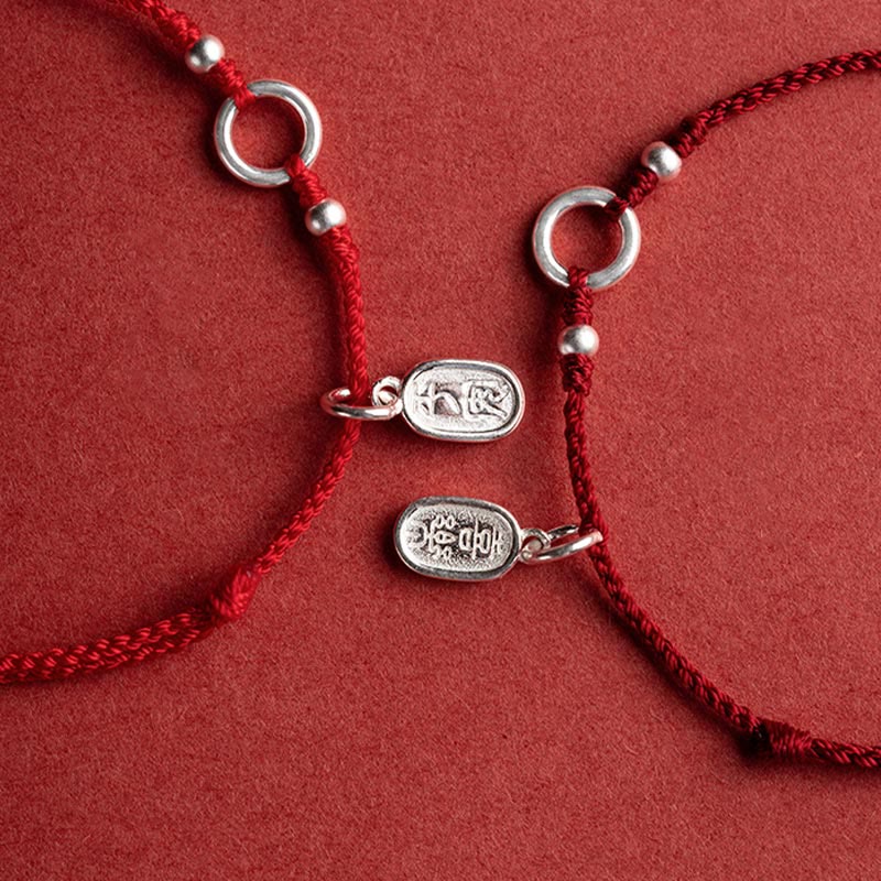 Buddha Stones 925 Sterling Silver Lucky Fortune Peace Joy Lotus Peace Buckle Red String Bracelet