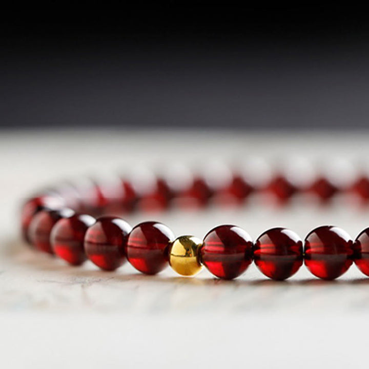 Buddha Stones 999 Gold Koi Fish Natural Garnet Protection Bracelet