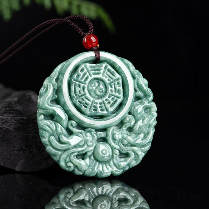 Buddha Stones Dragon Jade Yin Yang Balance Necklace String Pendant