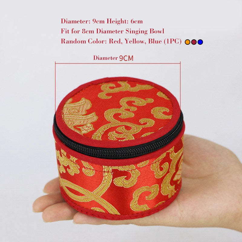 Tibetan Singing Bowl Storage Bag with Zipper Closure Decoration