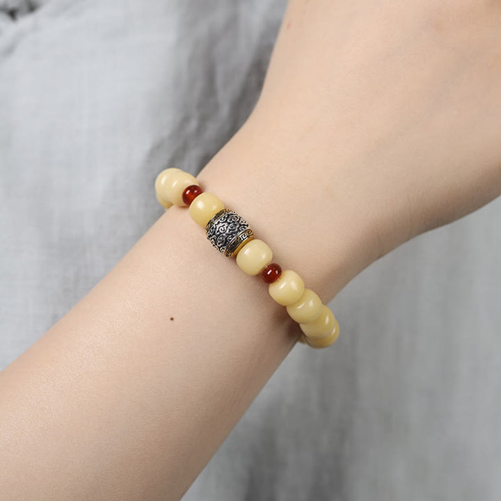 Buddha Stones Bodhi Seed Auspicious Cloud Fu Character Bead Peace Bracelet