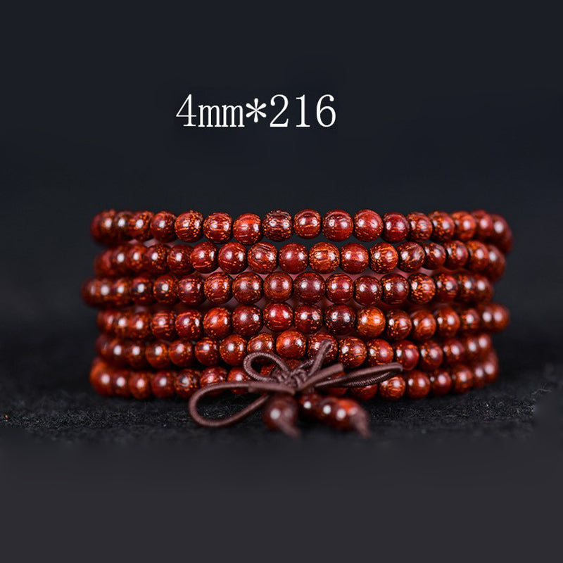 Buddha Stones Tibetan Small Leaf Red Sandalwood Balance Bracelet