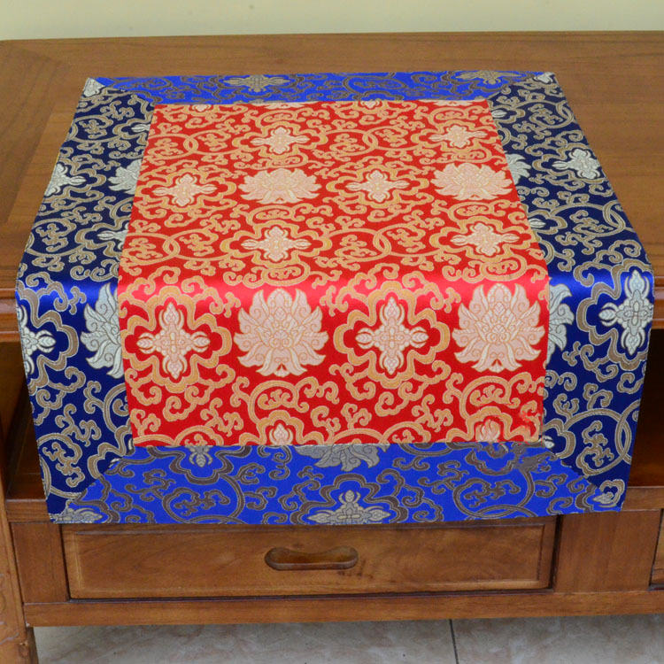 Brocade Prayer Altar Flower Vajra Dragon Pattern Auspicious Symbols Table Runner