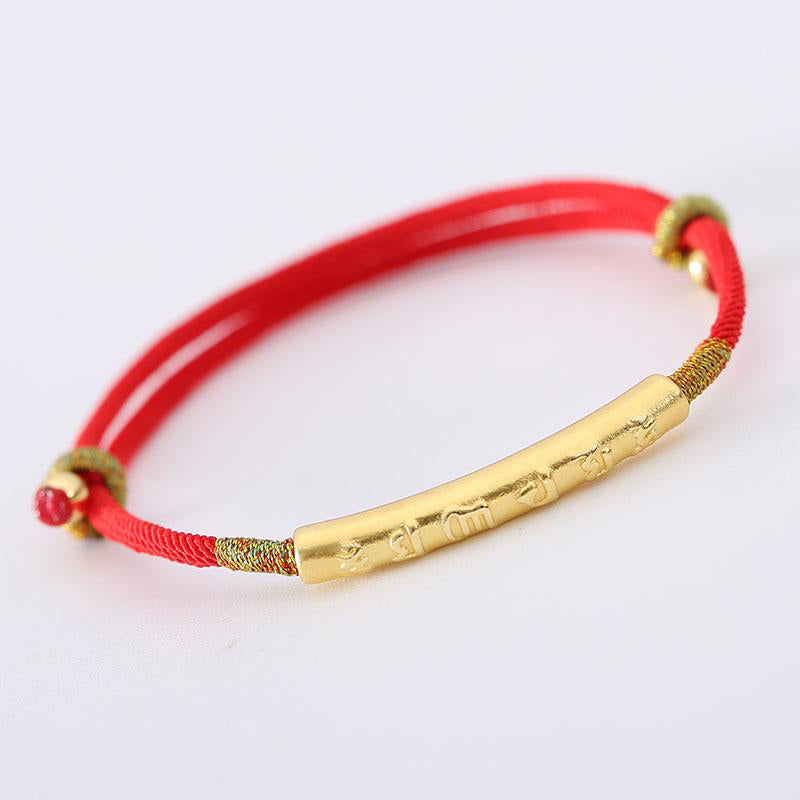 Buddha Stones Tibetan Buddhist Handmade Om Mantra Lucky Red String Bracelet