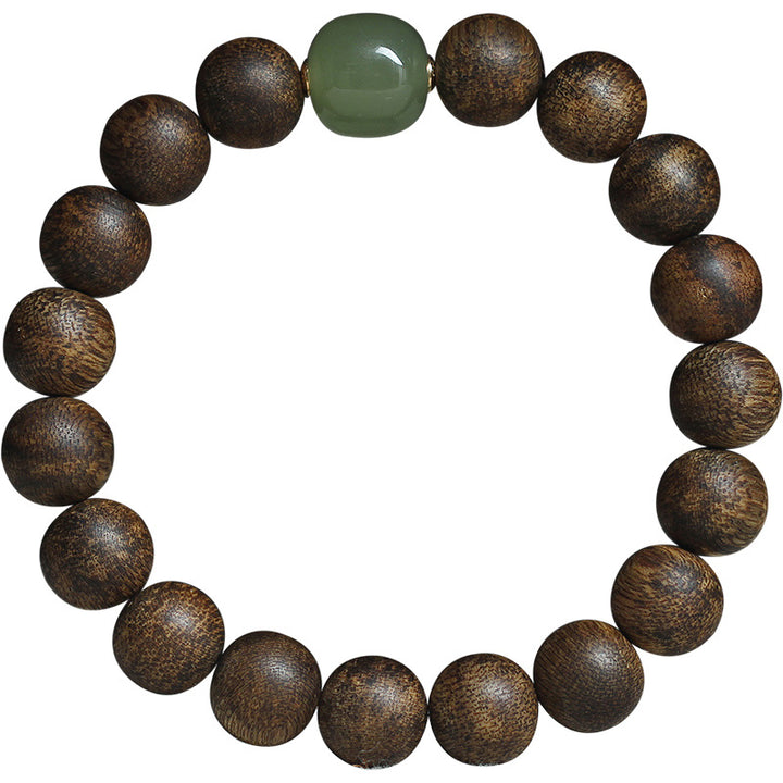 Vietnam Huang Qinan Agarwood Hetian Jade Peace Strength Bracelet