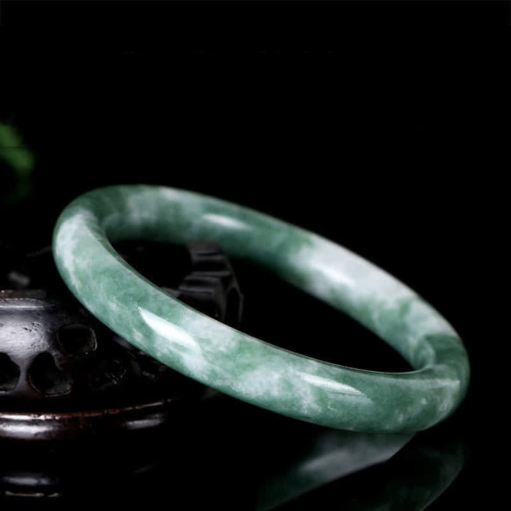 Buddha Stones Natural Jade Luck Abundance Bangle Bracelet