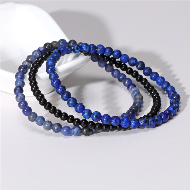 Buddha Stones 3Pcs Natural Crystal Stone Inner Peace Spiritual Bracelet