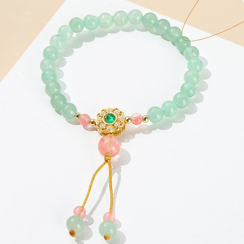 Buddha Stones Green Aventurine Luck Bead Tassel Bracelet