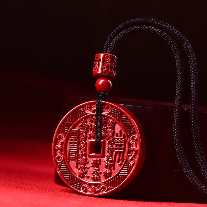 Buddha Stones Natural Cinnabar Mountain Ghosts Spend Money Bagua Blessing Necklace Pendant Key Chain