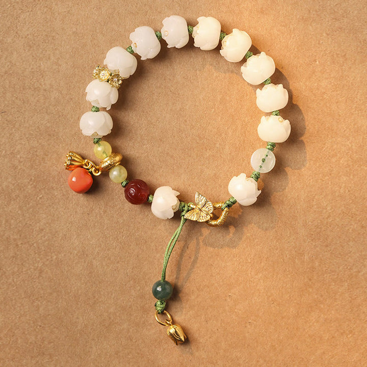 Buddha Stones Natural Bodhi Seed Lotus Pumpkin Bead Peace Harmony Bracelet