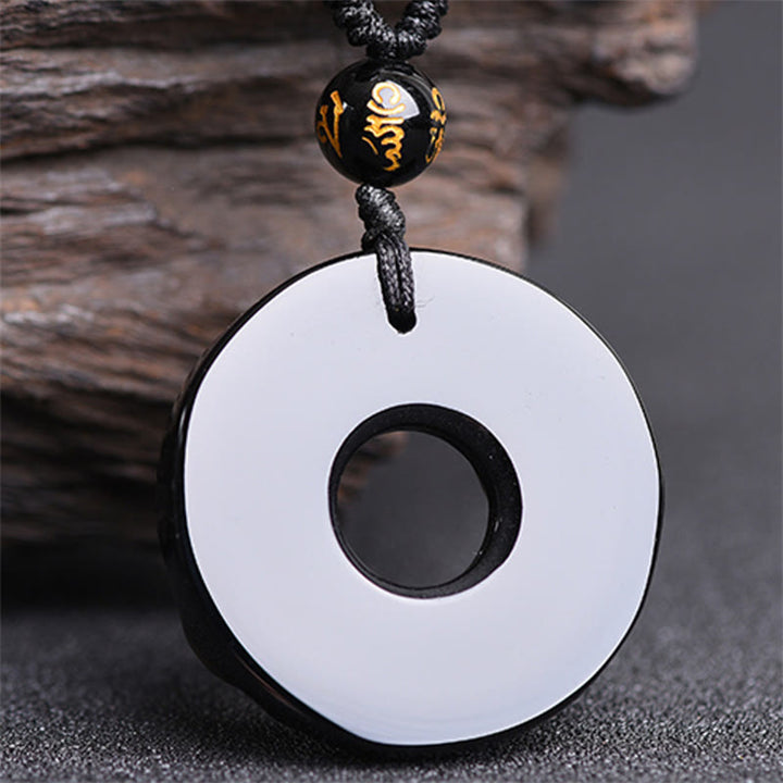 Buddha Stones Pixiu Obsidian Wealth Pendant Necklace