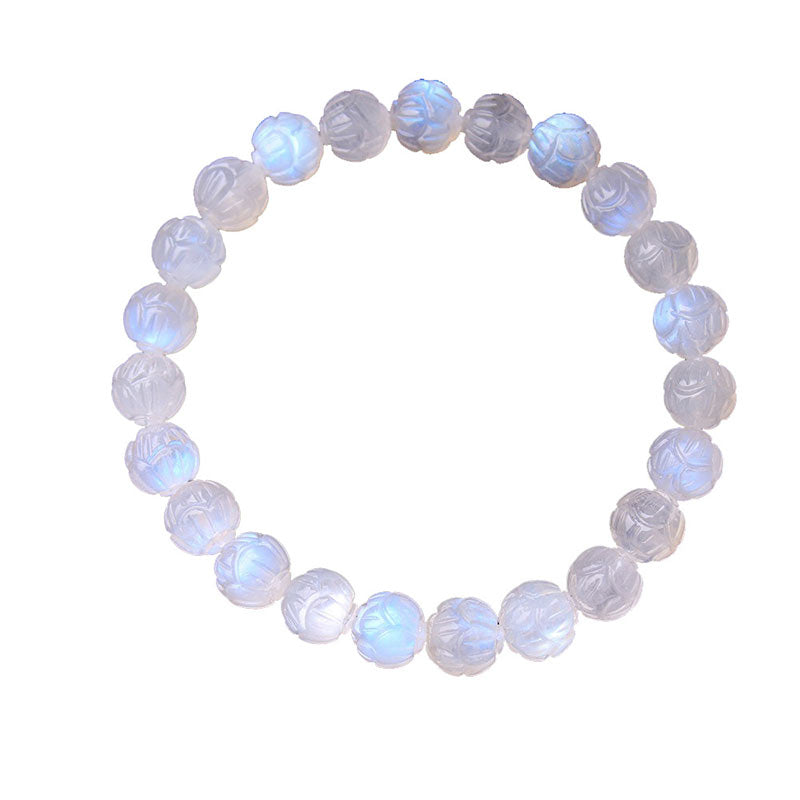 Buddha Stones Natural Moonstone Lotus Love Bracelet