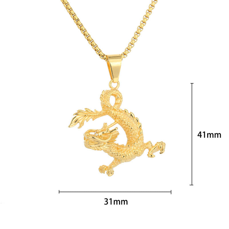 Buddha Stones Dancing Dragon Pattern Luck Necklace Pendant