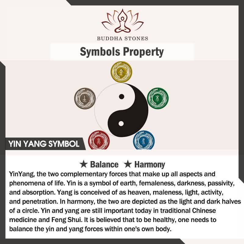 Buddha Stones Taoism Five Sacred Mountains Yin Yang Symbol Liuli Crystal Balance Necklace Pendant Key Chain