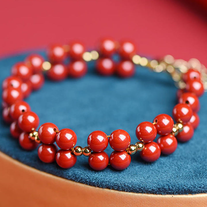 Buddha Stones Natural Cinnabar Beaded Blessing Bracelet