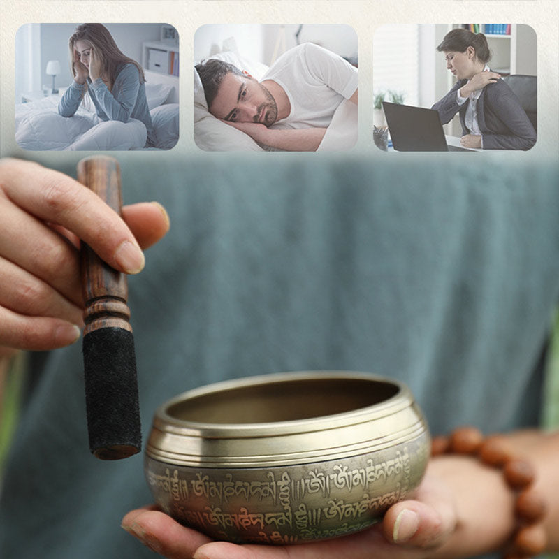 Tibetan Sound Bowl Handcrafted for Focus and Meditation Peaceful Happiness Singing Bowl Set