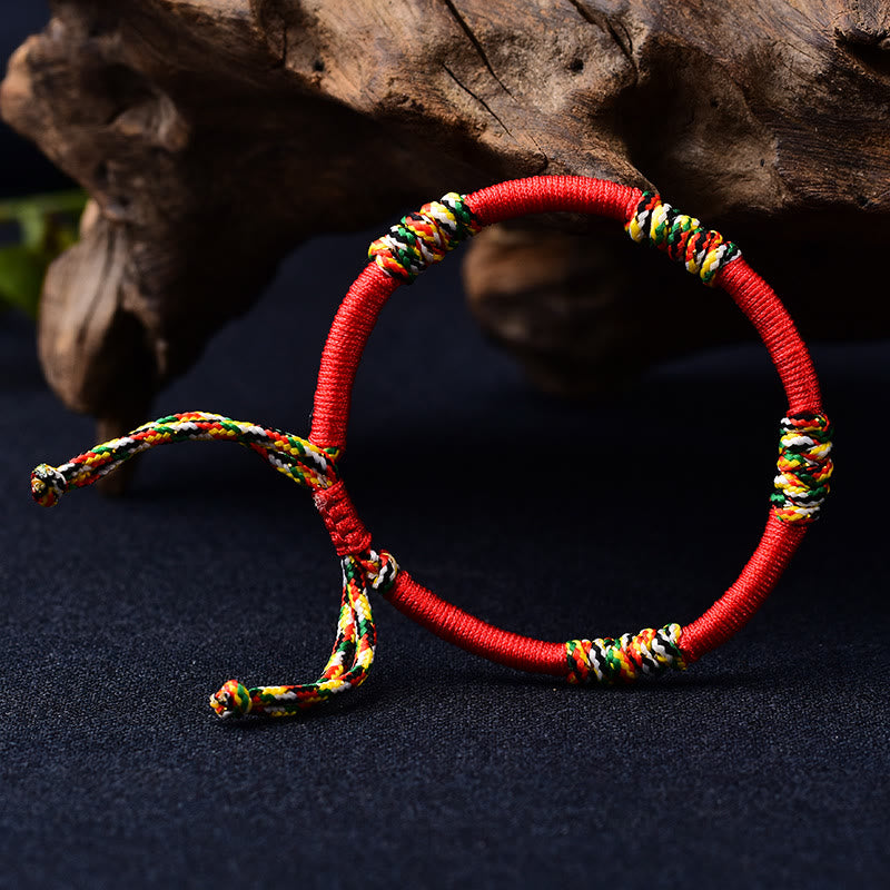 Buddha Stones Tibetan Handmade Colorful King Kong Knot Lucky Protection Braid String Bracelet