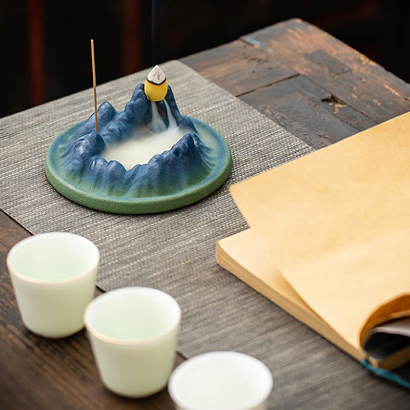 Creative Mountain River Ceramic Healing Backflow Incense Burner