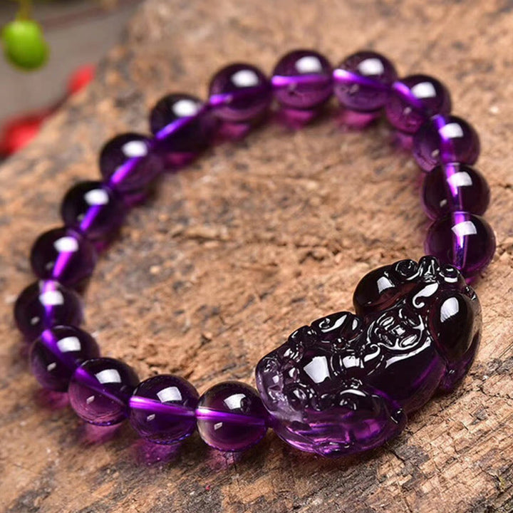 Buddha Stones Feng Shui Amethyst Fortune Wealth Bracelet