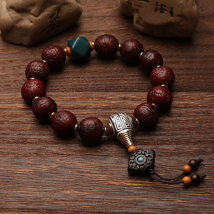 Tibetan Bodhi Seed Agate Bead Luck Wealth Tassel Charm Wrist Mala